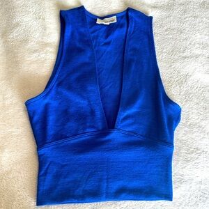 Aritzia Wilfred Free Women’s Valeria Plunge Neck Tank Top Electric Blue Size XXS